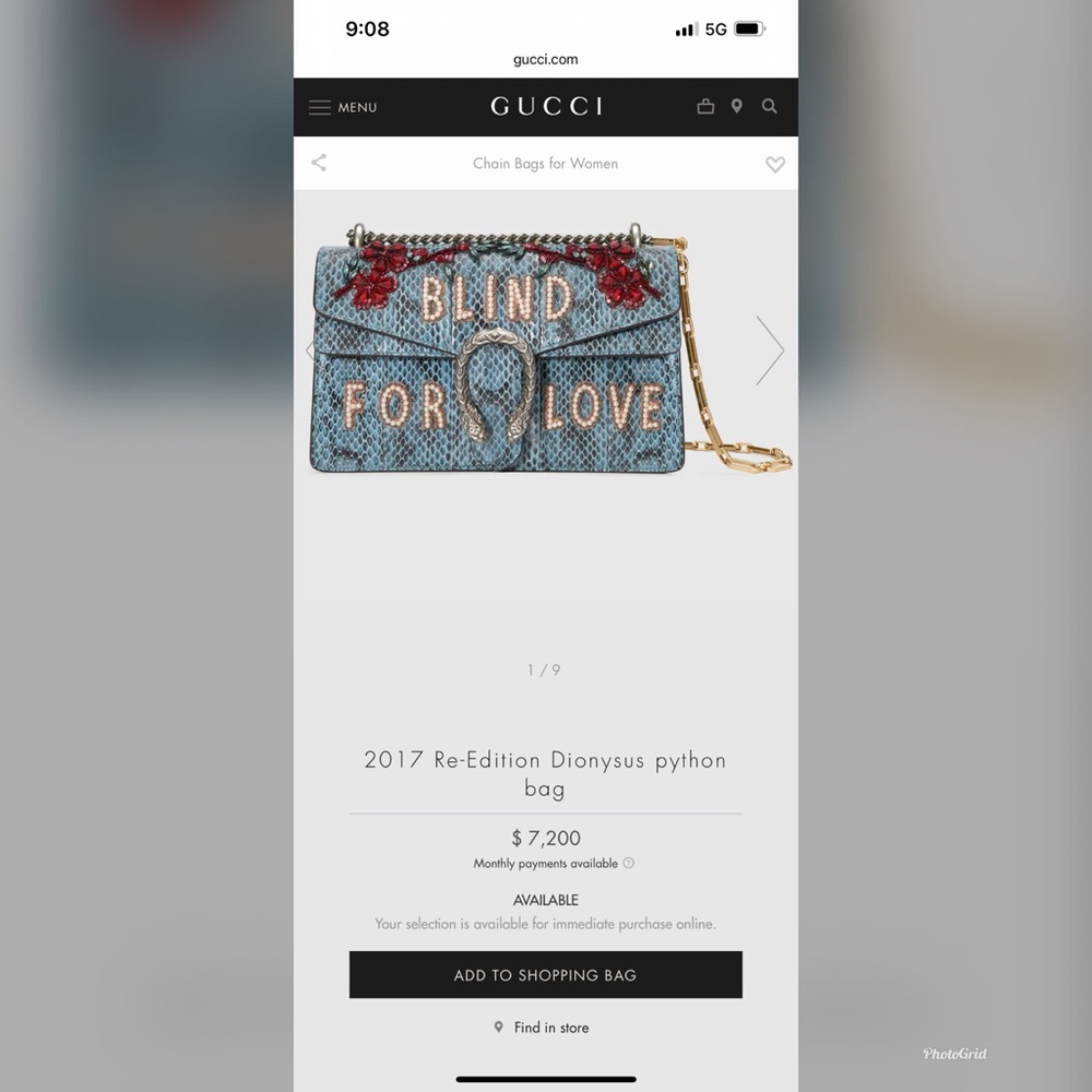 In Store Gucci Dionysus ‘Blind for Love’ PythonBag - Picture 9 of 9